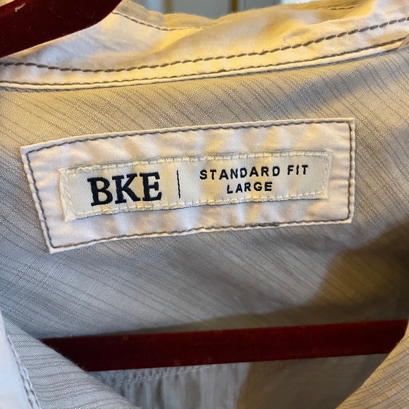 BKE Men's Large Shirt Gray Lines Standard Fit Long Sleeve Pearl Snap Button Up - Picture 3 of 5